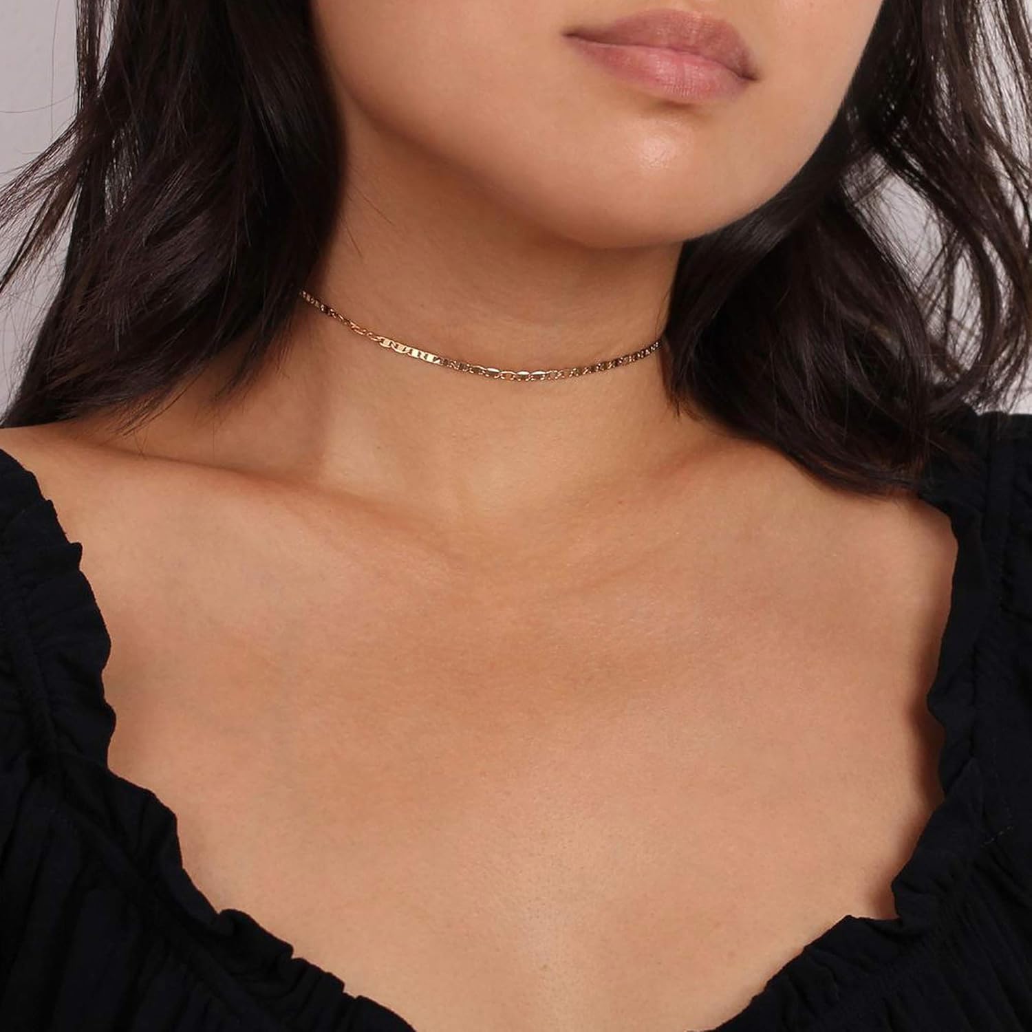 MEVECCO Dainty Gold Chain Choker Necklace 14K Gold Plated Handmade Boho Cute Tiny Beaded Link Choker Necklace Delicate Simple Minimalist Choker Necklace for Women - Image 3