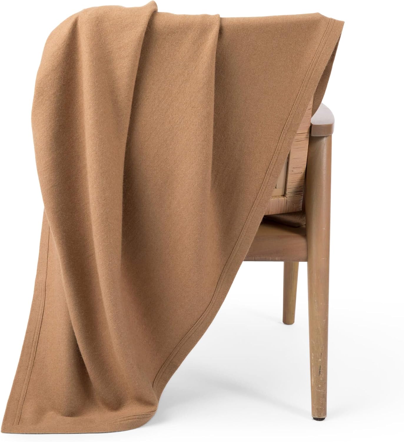 Jet&Bo 100% Camel Hair Throw Blanket for Sofa & Bed, Undyed Natural Color, Soft & Durable, Woven Design, Large Full Size 73" x 53”