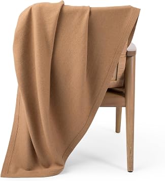 100% Camel Hair Throw Blanket for Couch & Bed 73"x53" Undyed Natural