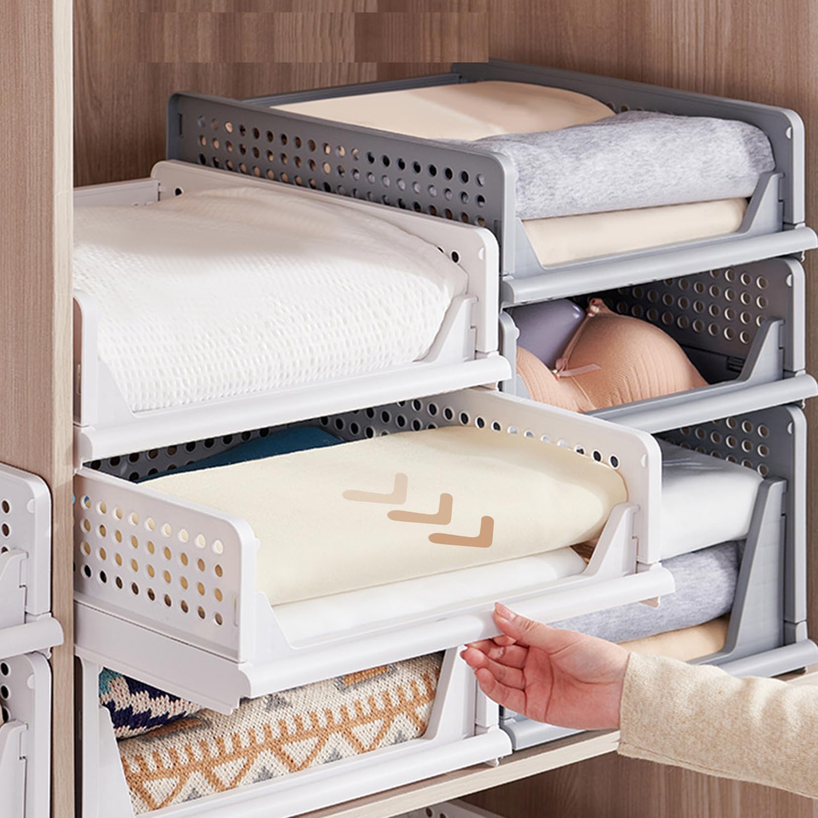 GREELUE Schrank Organizer Kleiderschrank 6 Stück, Faltbare Aufbewahrungsbox, Ordnungssystem für Schubladen, Schließfächer, Kleiderschränke (Weiß-14cm*6)