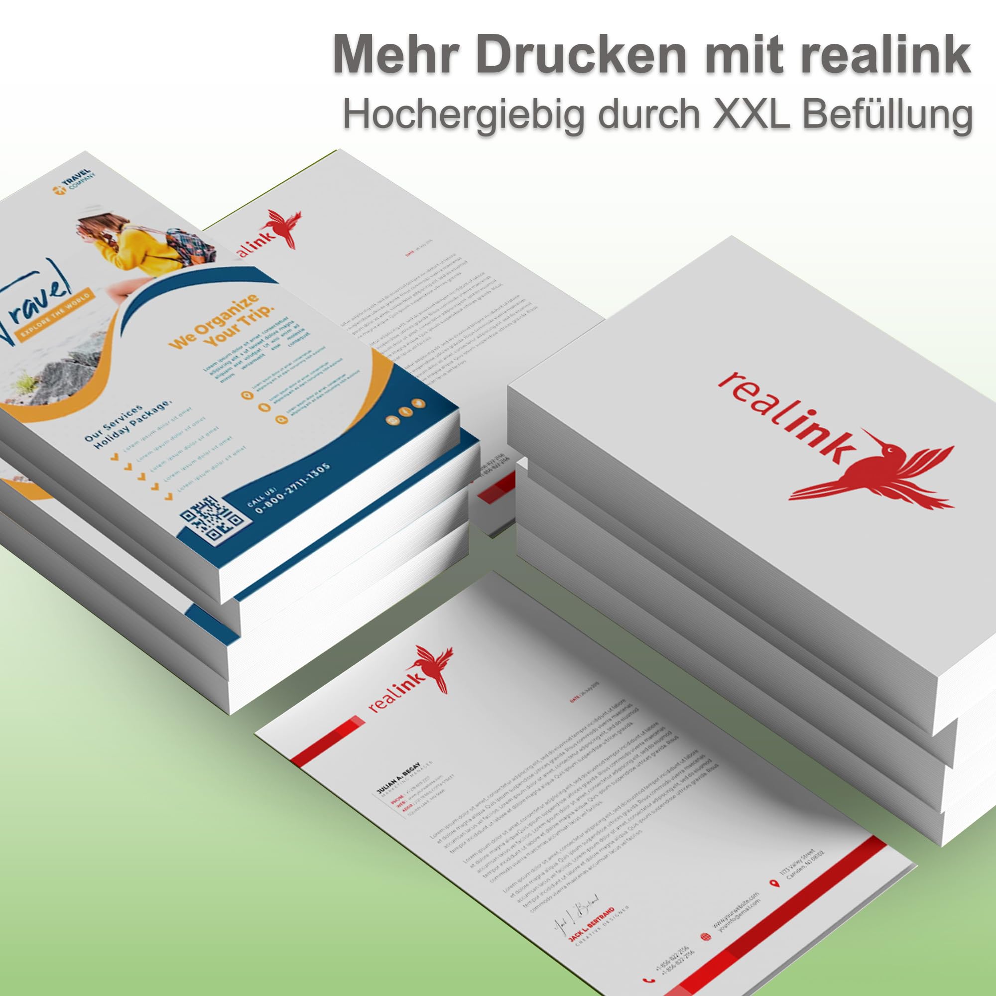 realink Bundle TR7650 Multifunktionsgerät (Drucker, Scanner, Kopierer) mit 15 XXL Druckerpatronen