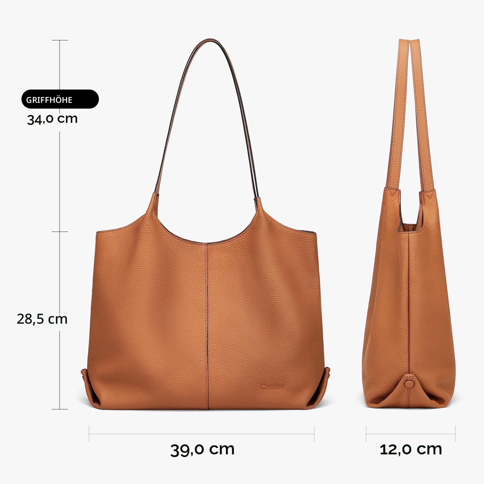 Cnoles Damen Shopper Leder Tote Bag Handtasche Groß Damen Schultertasche für Büro Schule Einkauf