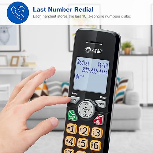 Miniatura 9 de AT&T Teléfono fijo de 1 auricular con identificación de llamadallamada en espera, teléfono inalámbrico DECT 6.0 Full-Duplex Handset Speakerphone,