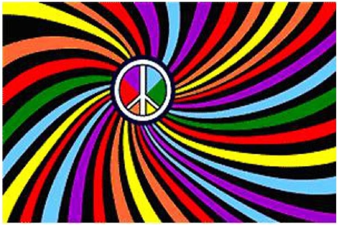 Rainbow Peace Pride Flag 5ft x 3ft with Brass Eyelets, Polyester LGBTQ Banner for Pride Month Parades Peace & Equality Events