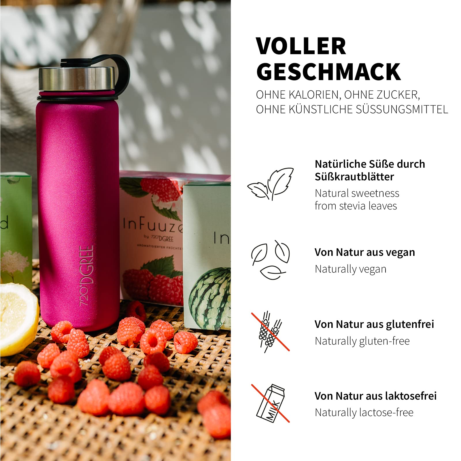 720°DGREE Eistee to go "InFuuzed" 2x 25 Beutel für mind. 25l + Thermo Trinkflasche 1200ml "noLimit" - Das Erfrischungsgetränk Ohne Zucker & Kalorien - Lecker leichte Alternative zu Eis Tee, Softdrinks