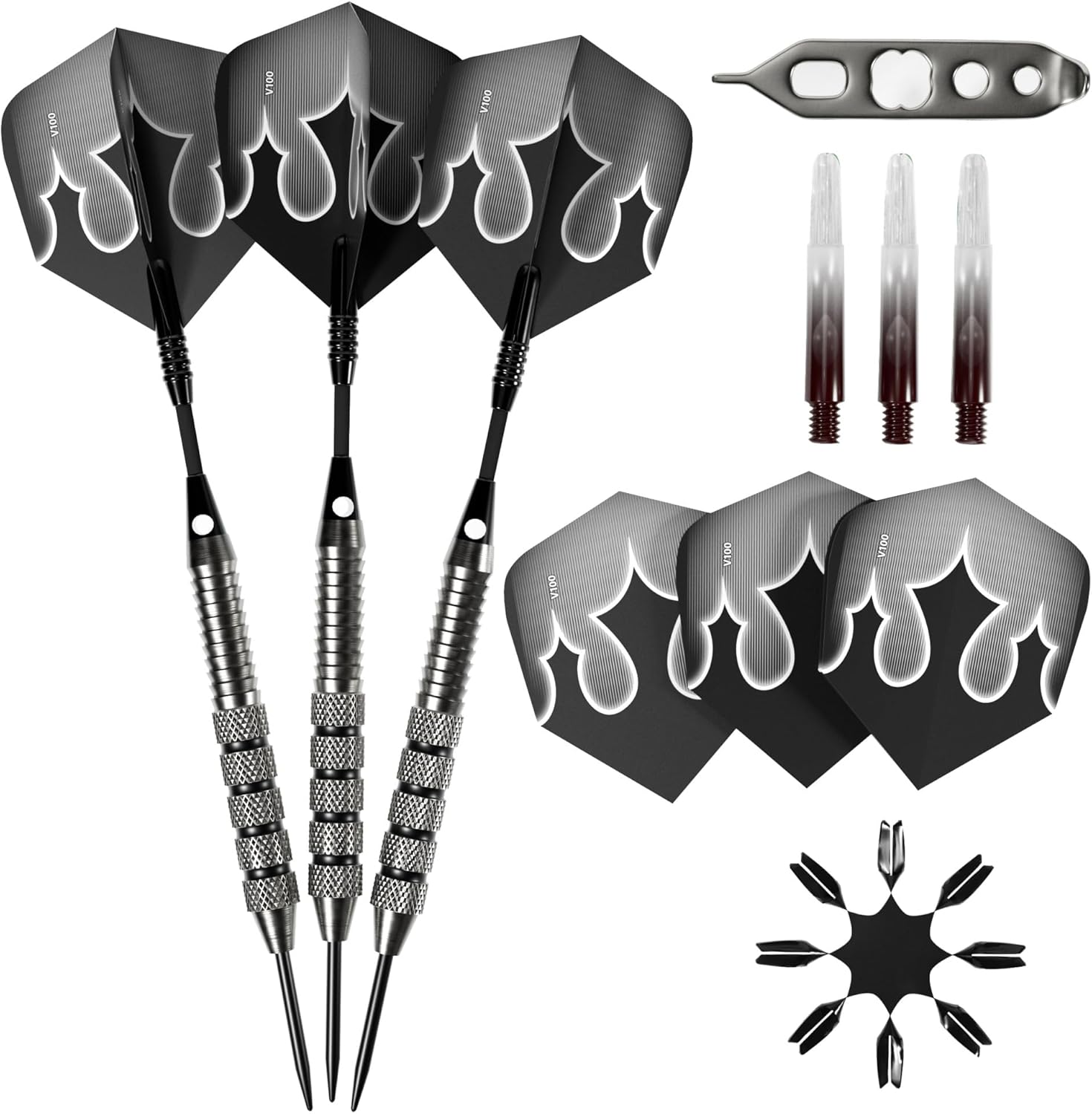 Viper Shot King Steel Tip Darts, 80% Tungsten Darts Metal Tip Dart Set for Bristle Dart Board, Carbon Fiber Shafts, Includes Nomad Case and Accessories