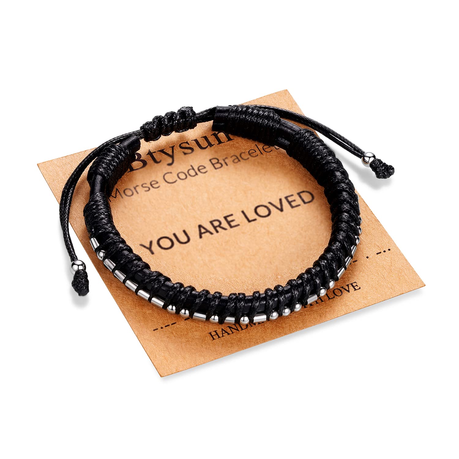 Btysun Fathers Day Gift, Gifts for Men Morse Code Bracelets for Men 2026 Graduation Gifts Mens Bracelet for Him Boyfriend Husband Leather Bracelet Motivational Birthday Jewelry Stocking Stuffers