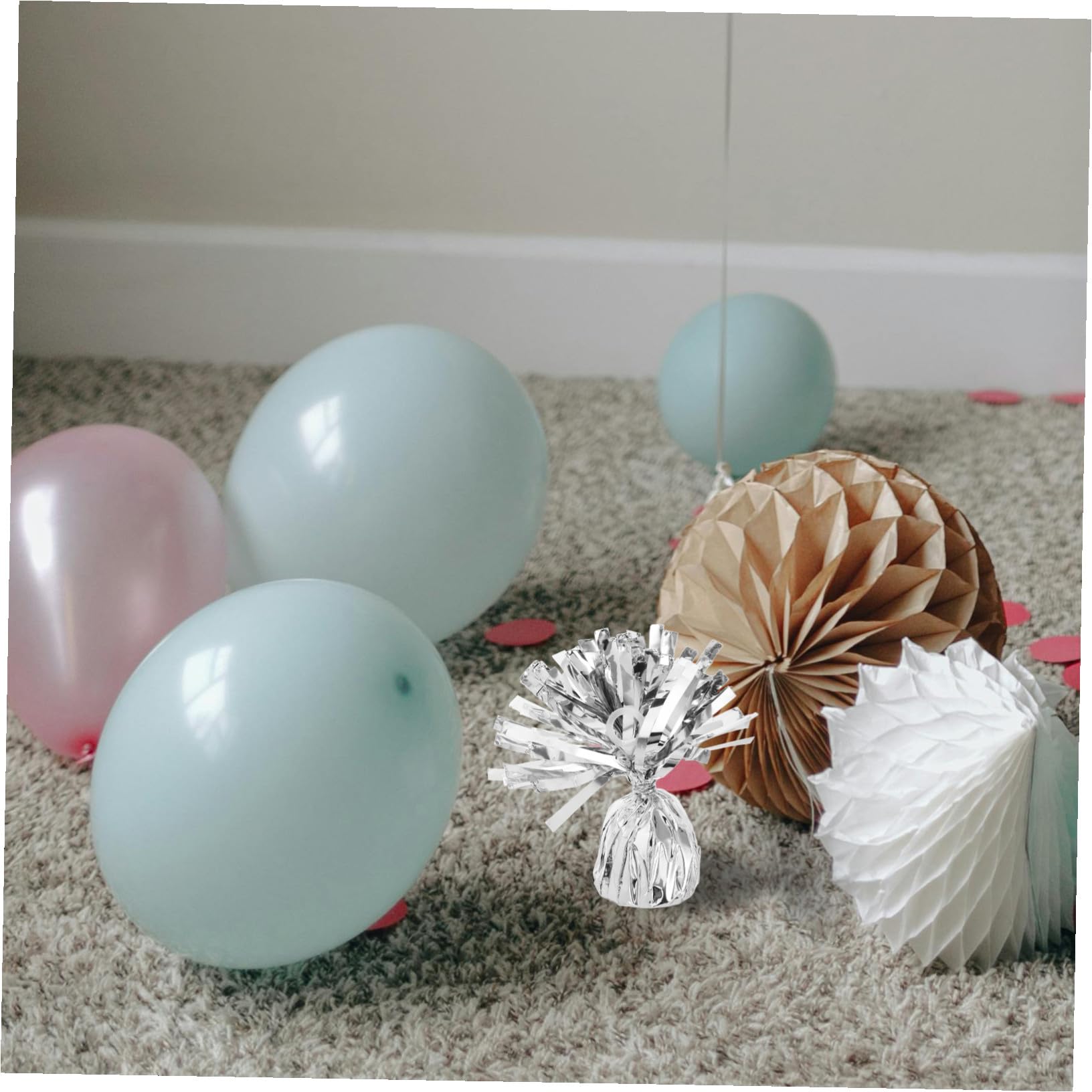 6 Stück Ballongewichte für Party und Hochzeit aus Pet und Zement Einfache Befestigung Elegantes Silbernes Design für Ballons und Festdekoration