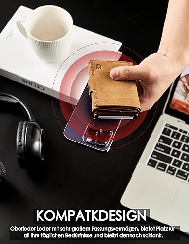 Miniatura 4 de Billetera para hombre con tarjetero para AirTag, billetera inteligente de cuero para hombres, billetera desplegable para Airtag, bloqueo RFID,