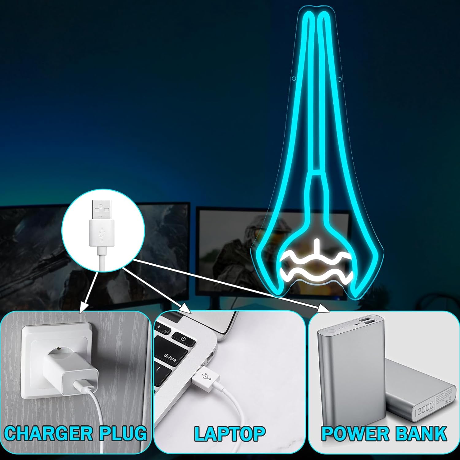 Energy Sword Neon Sign, Master Helmet Chief Weapon Signs for Wall Decor Dimmable Covenant Energy Sword LED Light Sign for Bedroom Living Game Room Man Cave Party Game Gift for Fans - Image 6