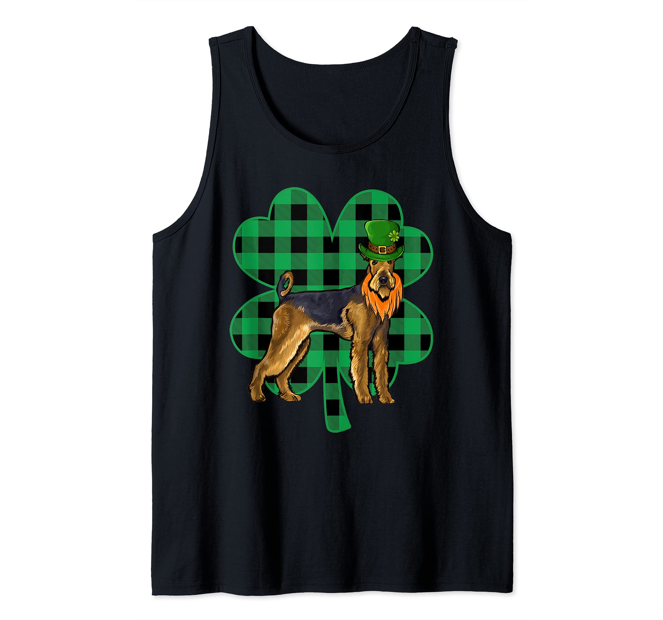 Airedale Terrier Leprechaun St Patricks Day Lucky Clover Tank Top
