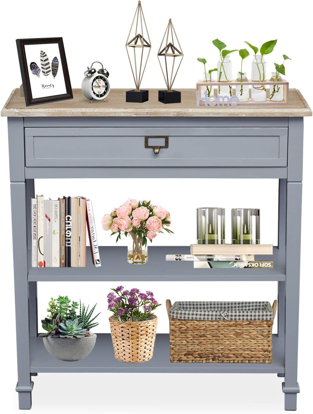 Console Table Sideboard Wooden Sofa Table with Drawer and