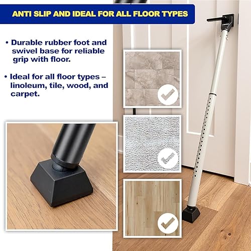 Miniatura 3 de BRINKS Barra de seguridad para puerta – Barra de seguridad de puerta ajustable para viajes, escuela, dormitorio y hogar – Jammer puerta para puertas