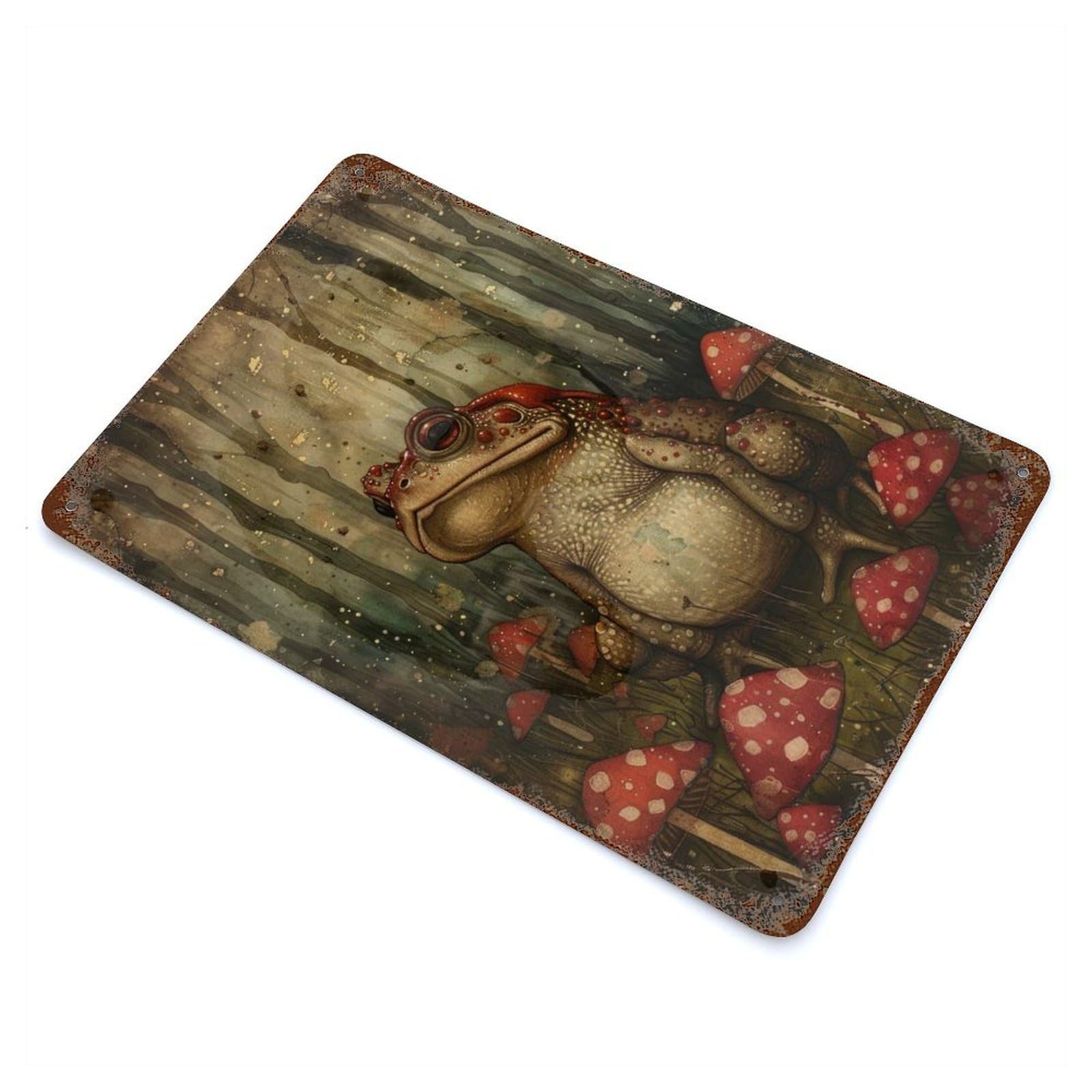Distressed Metal Wall Sign Toad in The Mushrooms 11.8"x7.9", Vintage Wall Decor for Garage, Bar And Workshop Decor