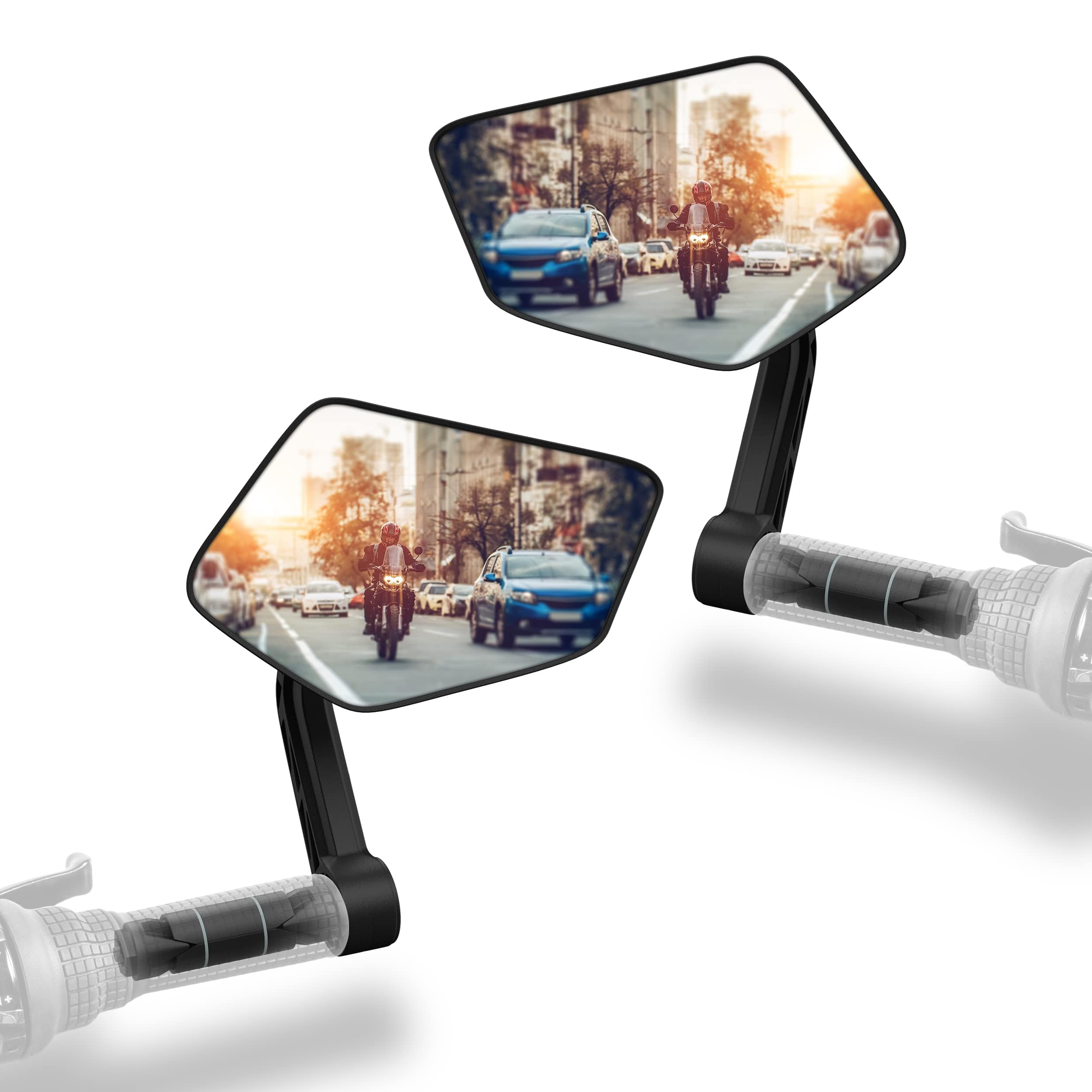 Xcelenze - Fahrradspiegel extra große Spiegelfläche |schlagfestes Echtglas| Fahrradspiegel für Lenker ebike | Rückspiegel Fahrrad Spiegel e-bike Fahrradrückspiegel klappbar (links + rechts Lenkerende)