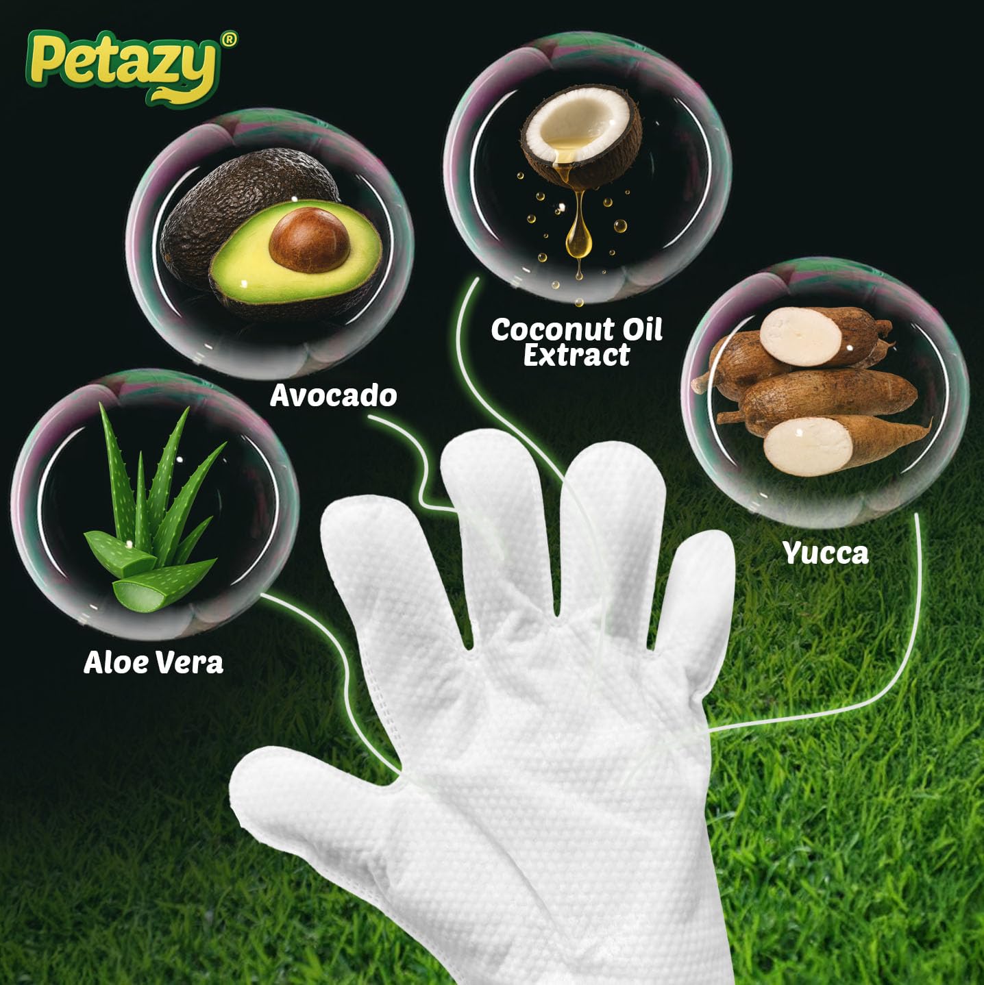 Pet Glove Wipes for Dogs & Cats – 50 Pack | Hypoallergenic, No Rinse, Extra Thick Cleaning Gloves with Aloe & Coconut Oil | Paws, Face, Ears & Butt | Travel Friendly, Gentle & Safe - image 3