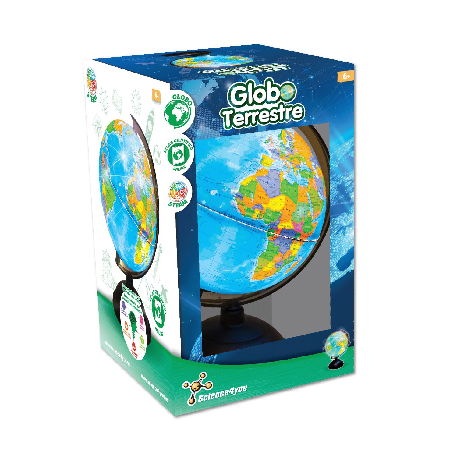 Science4you - Globo Terráqueo y Atlas Mundial, Libro Educativo, Globo Girable para Niños 6 7 8 9 10 Años