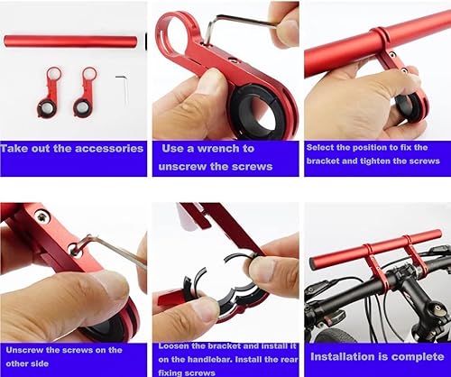 Miniatura 6 de Bike Handlebar Extender,Bike Handlebar Extender with Double Mounting Clamp Bracket,For Bike Mounts,Extender Bars, Headlights,Light Lamp,Bicycle