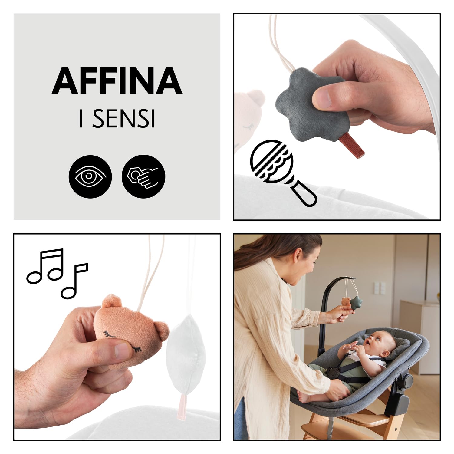 hauck Arco Giochi Neonato, Orso - Compatibile Solo con Sdraietta Highchair Bouncer (Non Adatto ad Altri Modelli) - Con Sonagli e Squeak - Facile da Fissare - Ruotevole
