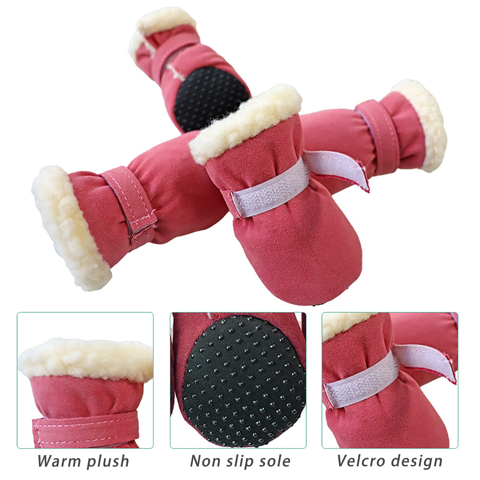 Bottes Chien, Lot de 4 Chaussures pour Chien Imperméables Semelle Antidérapante Protecteurs de Pattes Extérieures Chaussures de Chien pour Petits Chiens Moyens