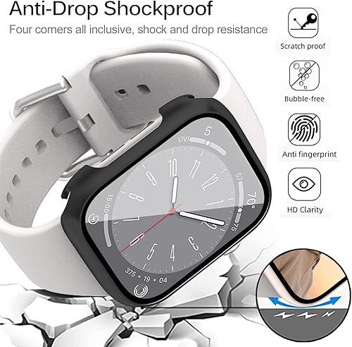 Miniatura 6 de Miimall Funda compatible con Apple Watch Series 9 de 1.614 pulgadas con protector de pantalla antiarañazos, a prueba de golpes, policarbonato duro y