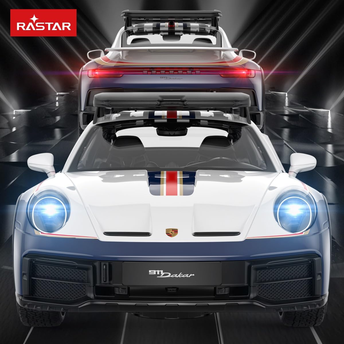Voiture Télécommandée Porsche 911 Dakar 1:14 - Modèle RC Tout-terrain Officiel - Design Rallye Fidèle - Télécommande 2.4GHz