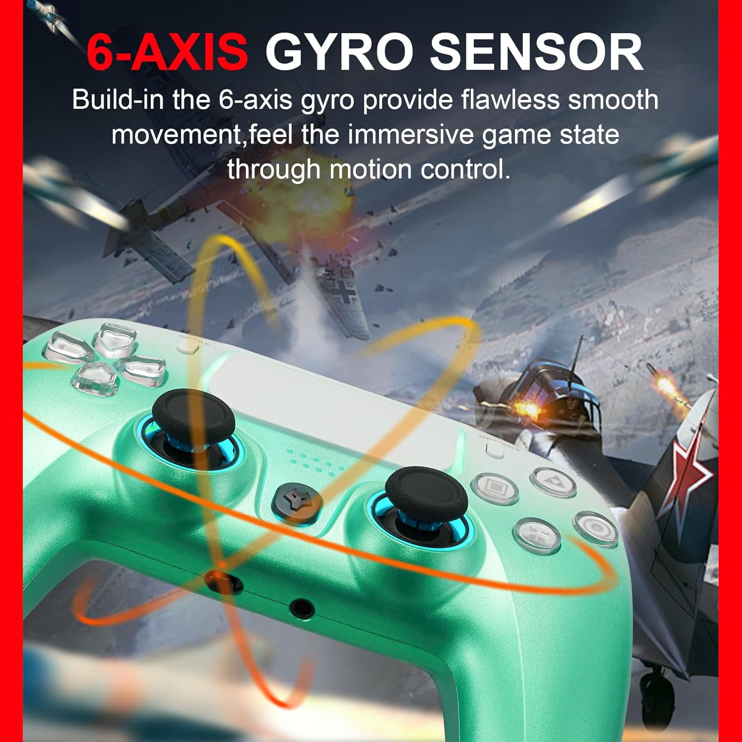 NBCP For PS4 Wireless Controller, Compatible With PS4/PS3/PC/iOS/Android,Six-Axis Gyroscope, Dual Vibration,1200mAh Battery,Dual Hall Effect Triggers,Touchpad, Turbo Function(Green
