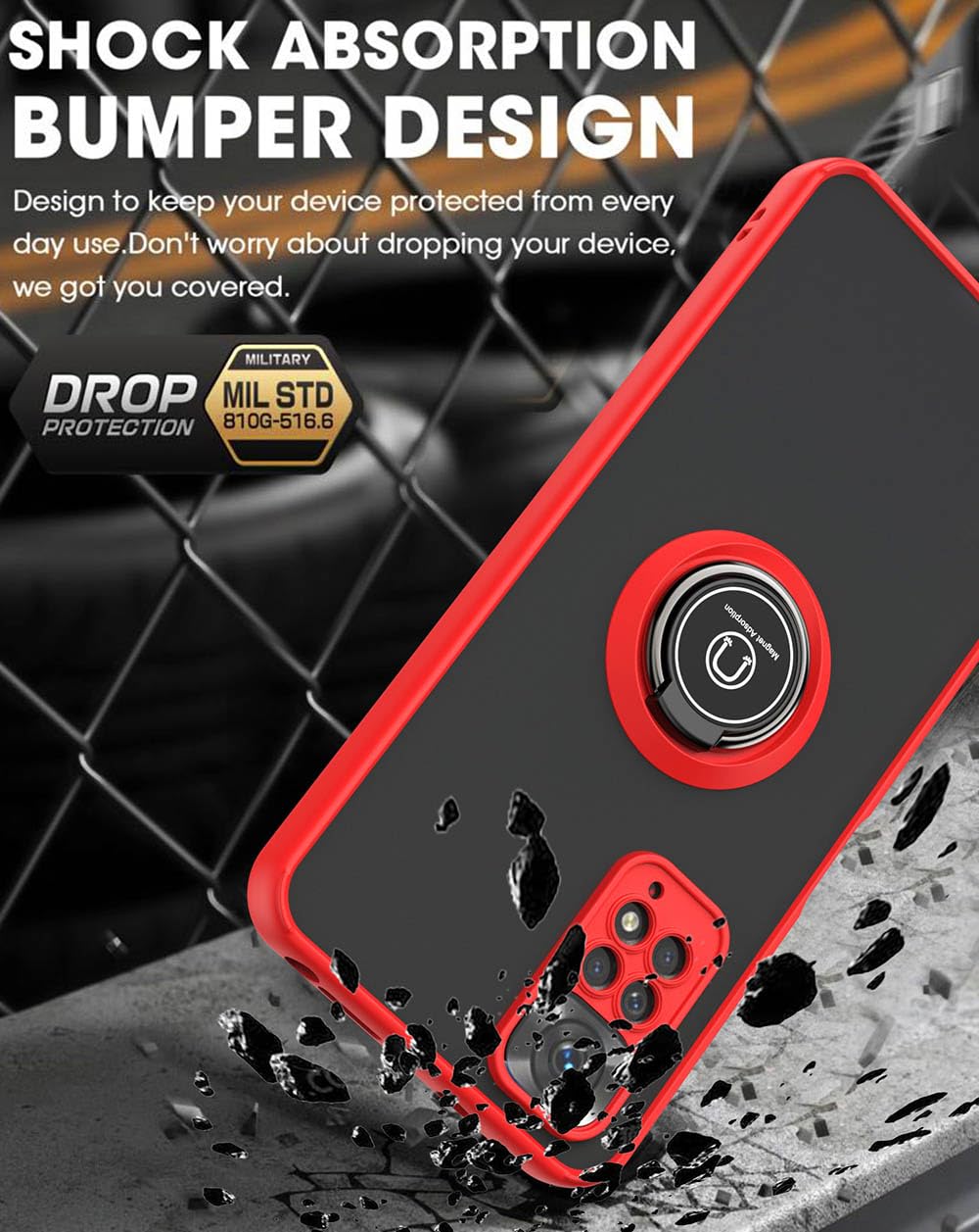 Cover SEAHAI Per Xiaomi Redmi Note 11 Pro 5G/4G: Custodia Rigida Trasparente Antiurto Con Doppio Strato (PC+TPU) - Nero - 2