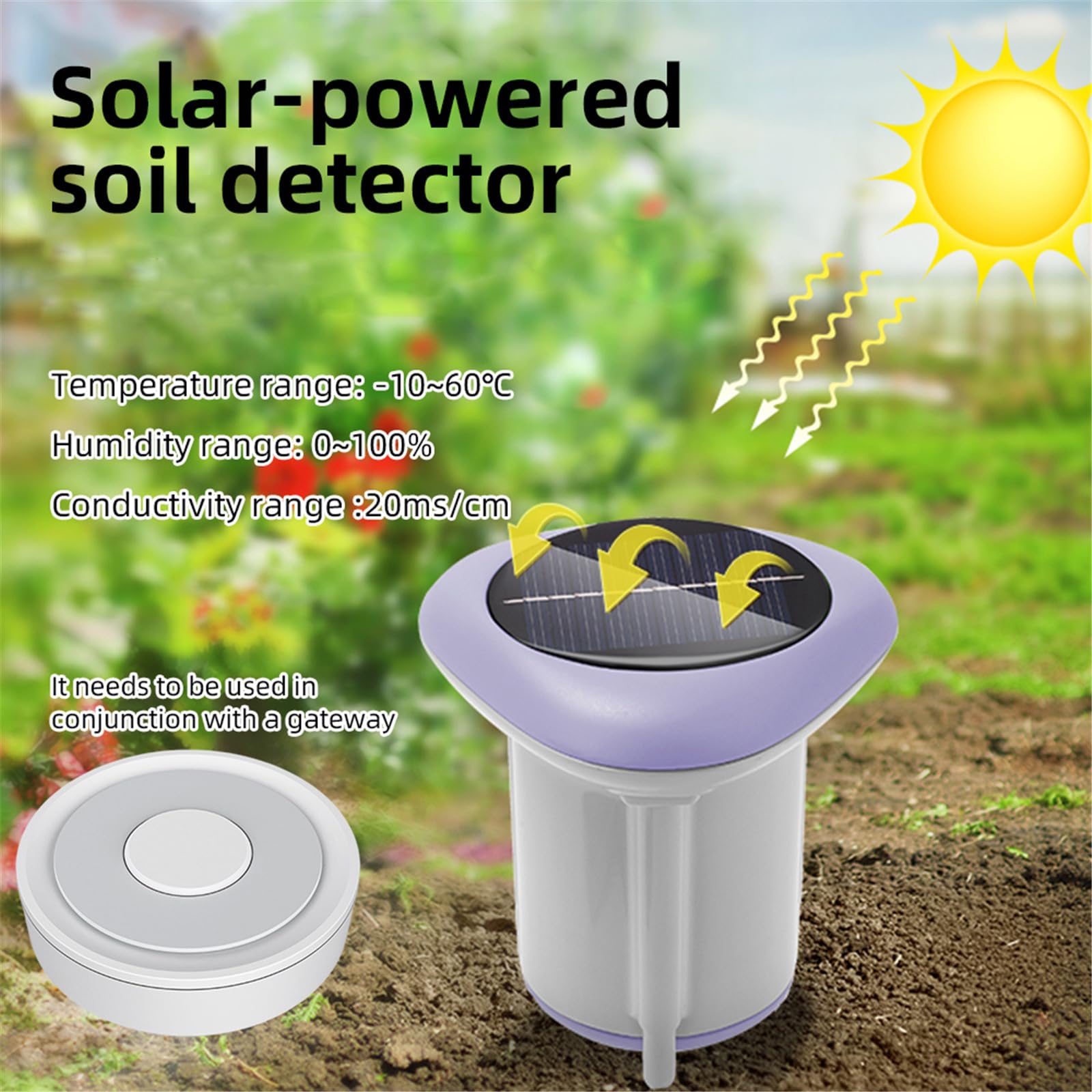 Monitor solar de suelo para plantas, sensores de temperatura, datos históricos, herramienta de jardinería para interiores y exteriores