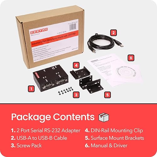 Miniatura 6 de Gearmo Adaptador USB a serie RS-232 de doble puerto con LED, montable, compatibilidad con SO amplio, chip FTDI