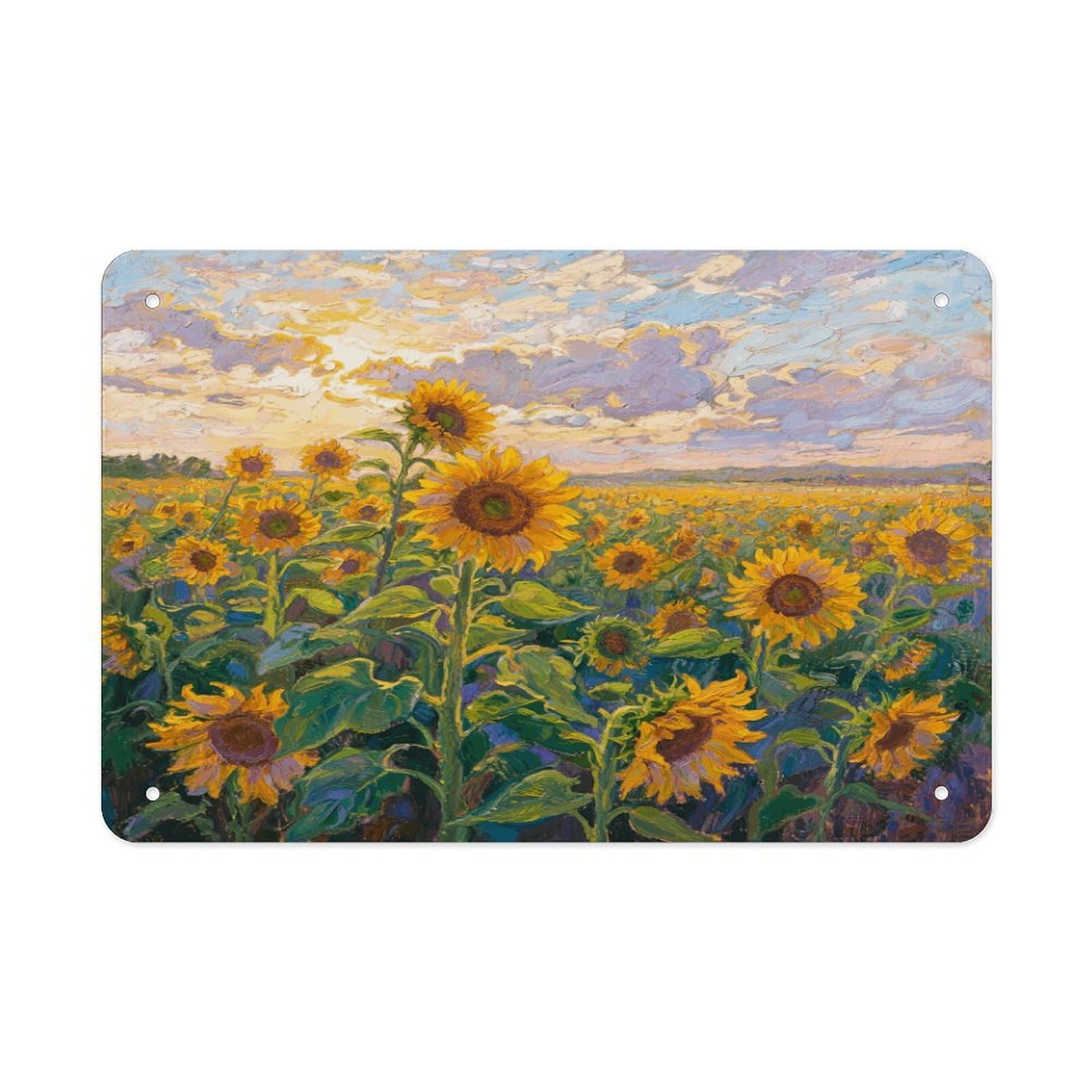 Retro Metal Signs Decorations Vintage Sunflower Field Tin Sign Iron Painting Home Family Poster Personalized Art Wall Decor Funny Plaque Sheet for Home Gift Party 8x12 In