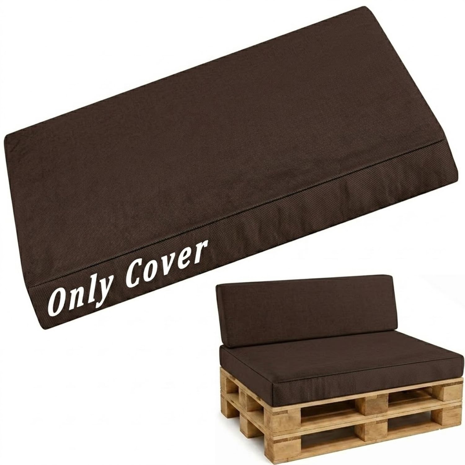 Replacement Pallet Cushion Covers 120×80 60×40 120×60 120×40, Waterproof Oxford Patio Furniture Slipcover with Zipper, Wedge Backrest Outdoor Sofa Protector(Dark Brown,Back 100x40cm)