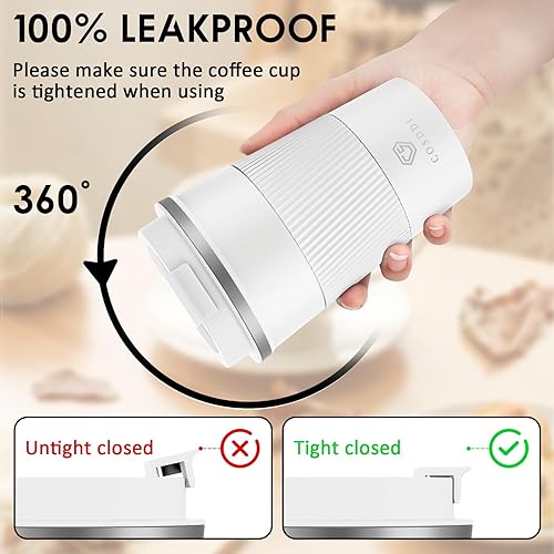 Miniatura 3 de Vaso térmico de acero inoxidable de 12 onzas con aislamiento al vacío, taza de viaje a prueba de derrames con tapa, para mantener el calor o el café