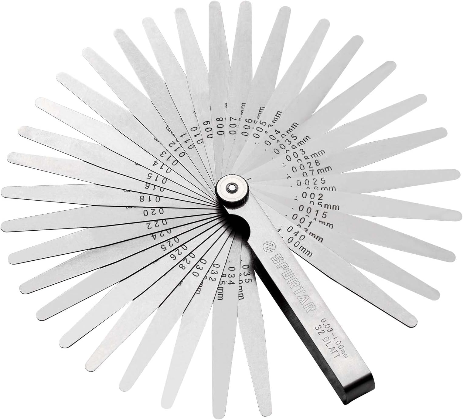 32 Blades Steel Feeler Gauge Measurement Tool for Measuring Gap Width or Thickness