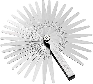 Spurtar Feeler Gauges 0.03-1.00mm/0.001-0.04" 32 Blades Tapered Feeler Gauge Metric and Imperial, Dual Marked Metric and SAE for Measuring Gap Thickness or Width for Spark Plug, Valve, Piston, Guitar
