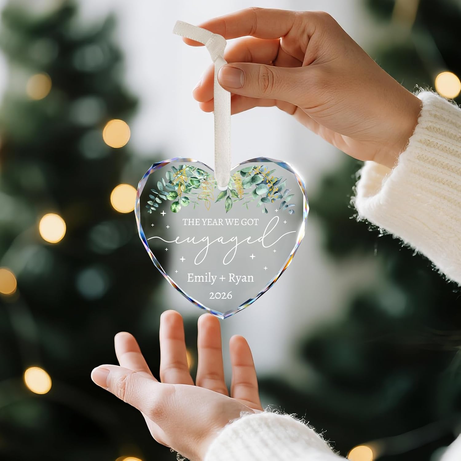 Engagement Ornament 2026 - Engagement Gifts for Couples - Personalized Engaged Ornament for Xmas Tree, Women, Fiance, Her - Bride to Be Gifts, Crystal Glass Engagement Christmas Ornaments - Image 4