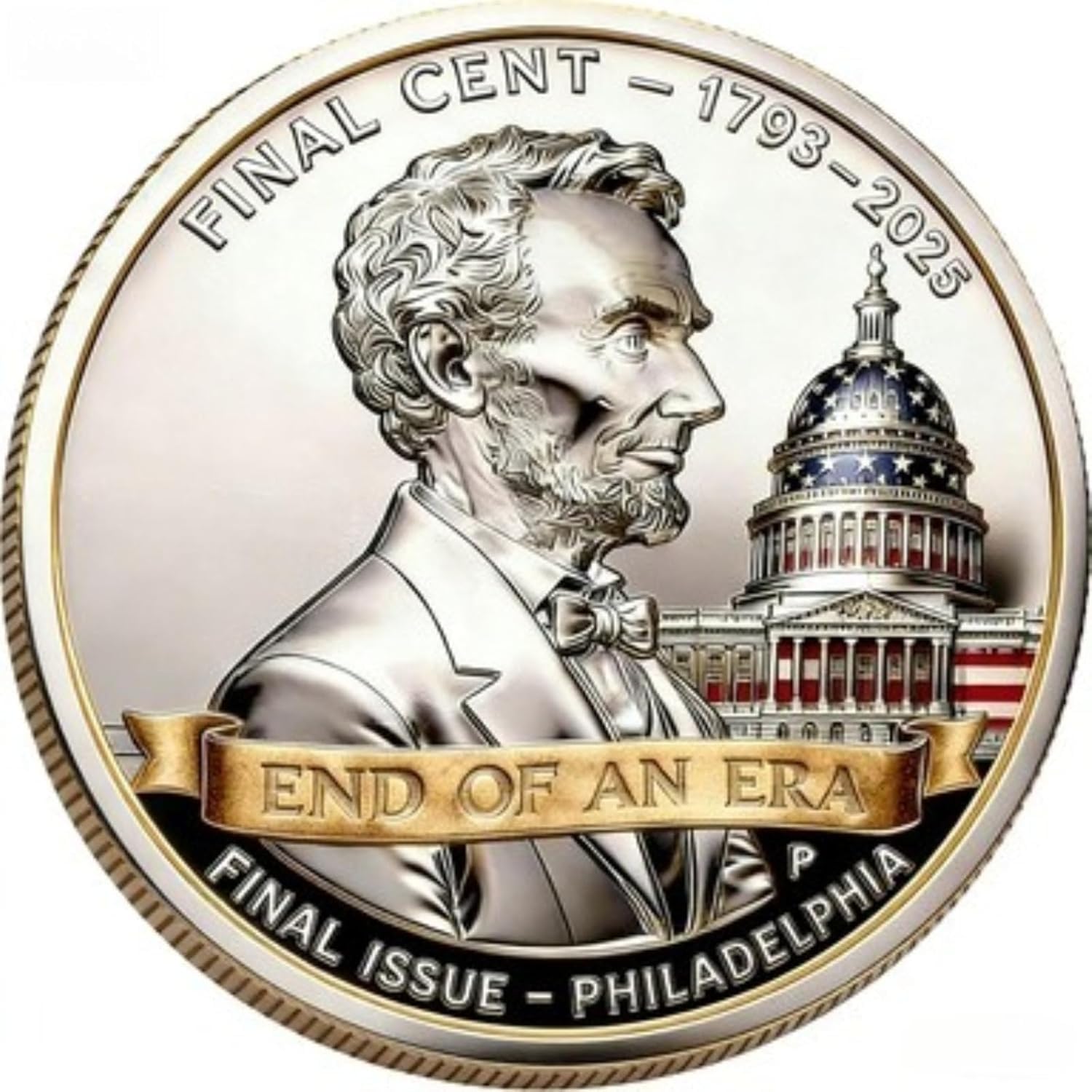 2026 The Last Cent Tribute Coin – 1793-2025 End of an Era Dual-Sided Patriotic Challenge Coin, Novelty Collectible Coin (Non-Circulating) (15pcs)