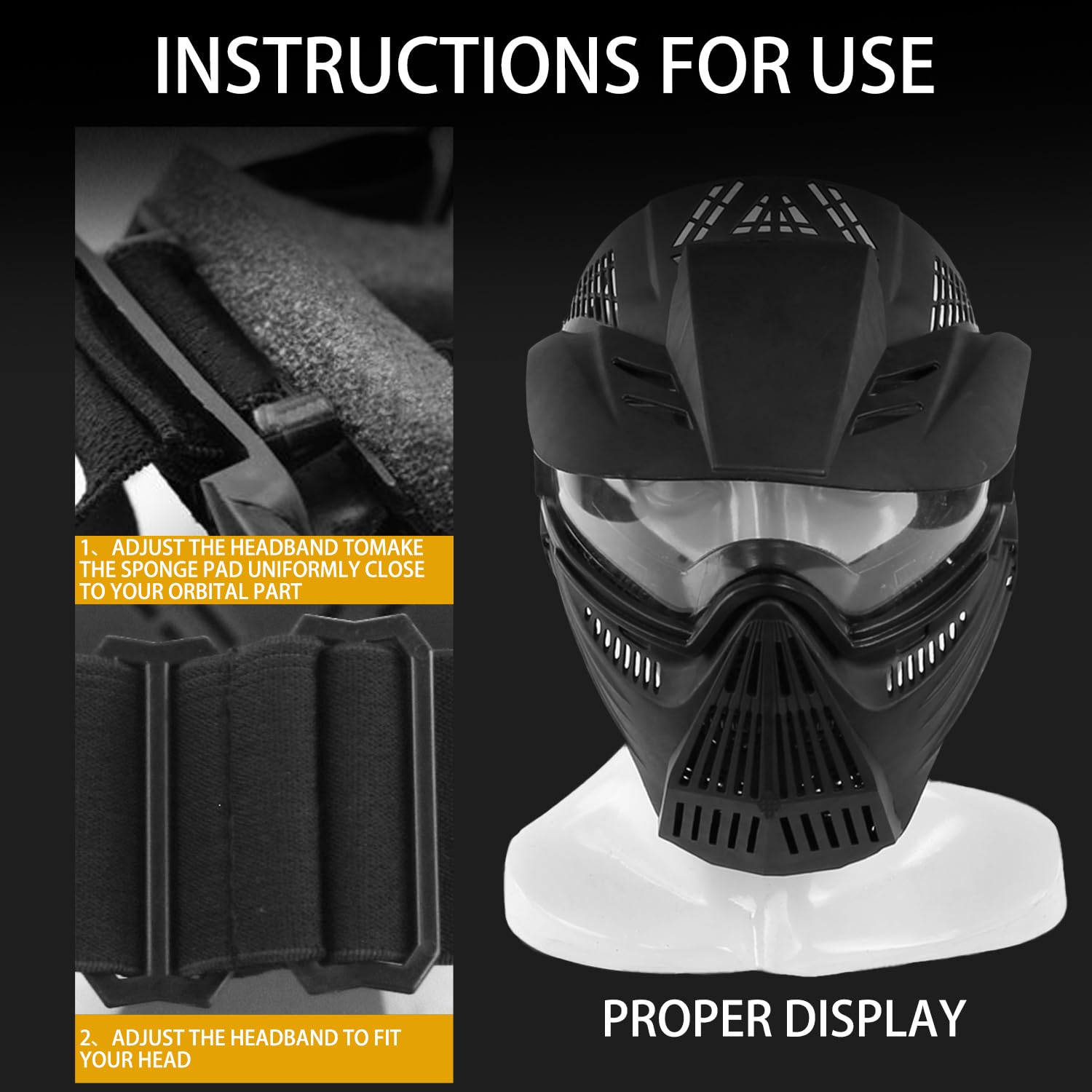 Maschere tattiche per paintball airsoft integrale per caccia BB, CS Game Tactical Gear antiurto con occhiali, attività all'aperto