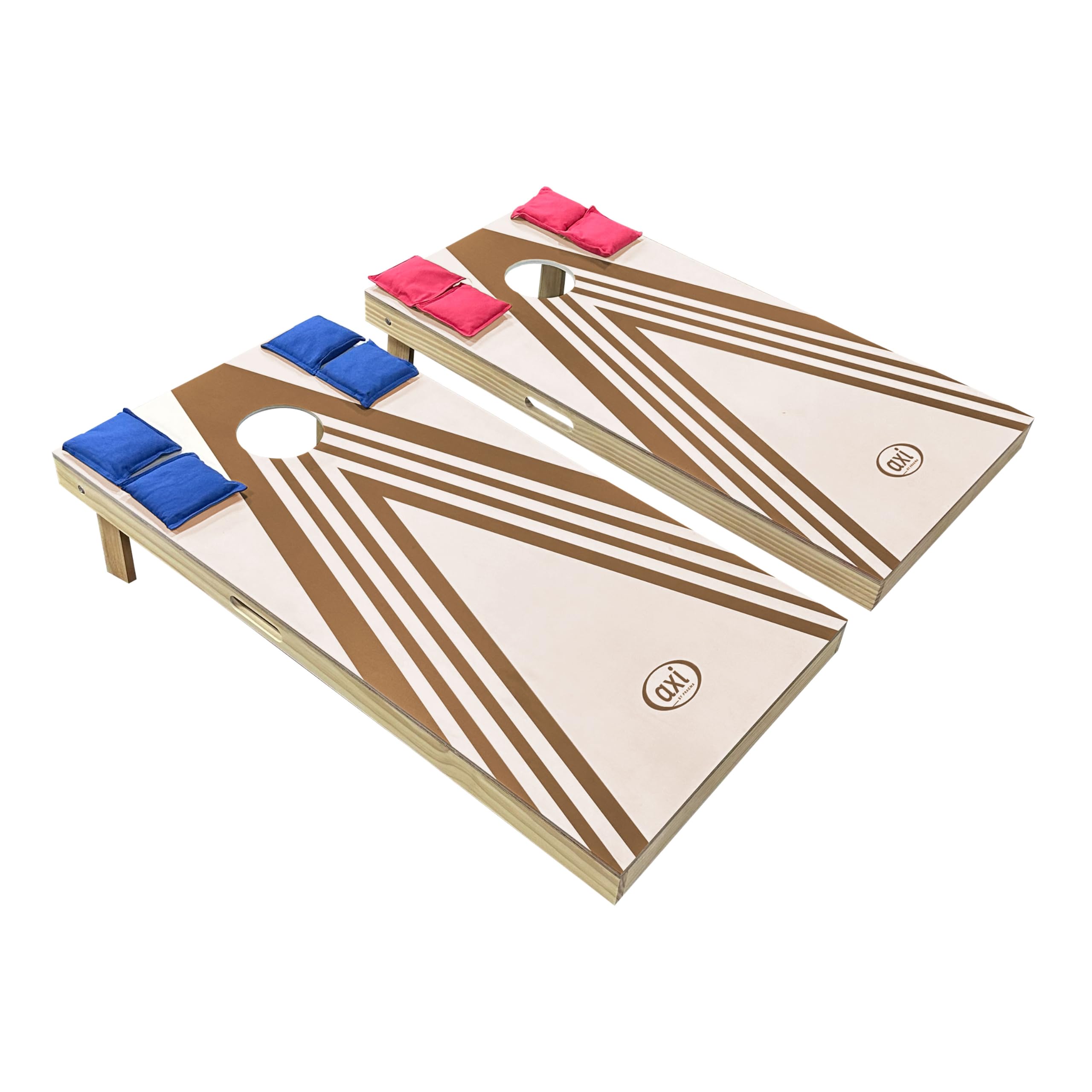 AXI Cornhole-Set Plus mit 2 Holzbrettern - Beanbag-Wurfspiel für drinnen und draußen - inklusive 8 Cornhole-Säckchen und Tragetasche - zusammenklappbares Holzbrett - Gartenspiel.