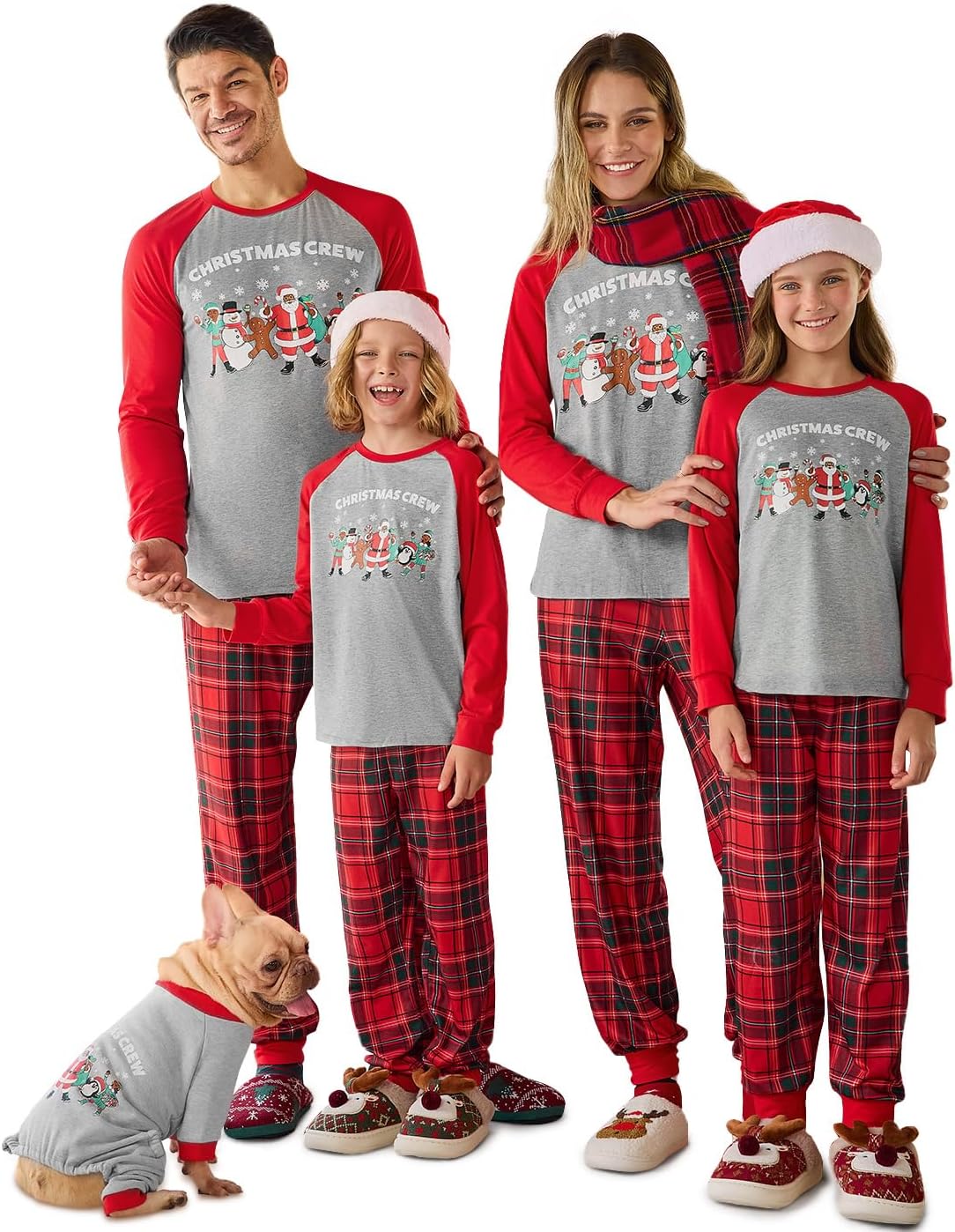 Haloumoning Family Christmas Pajamas Matching Sets Xmas PJs Sets Holiday Jammies Sleepwear Grey