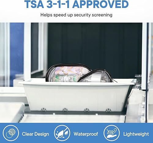 Miniatura 6 de XEWEA Pequeña bolsa de maquillaje transparente portátil impermeable, 3 piezas aprobadas por la TSA estuche de cosméticos con cremallera, organizador