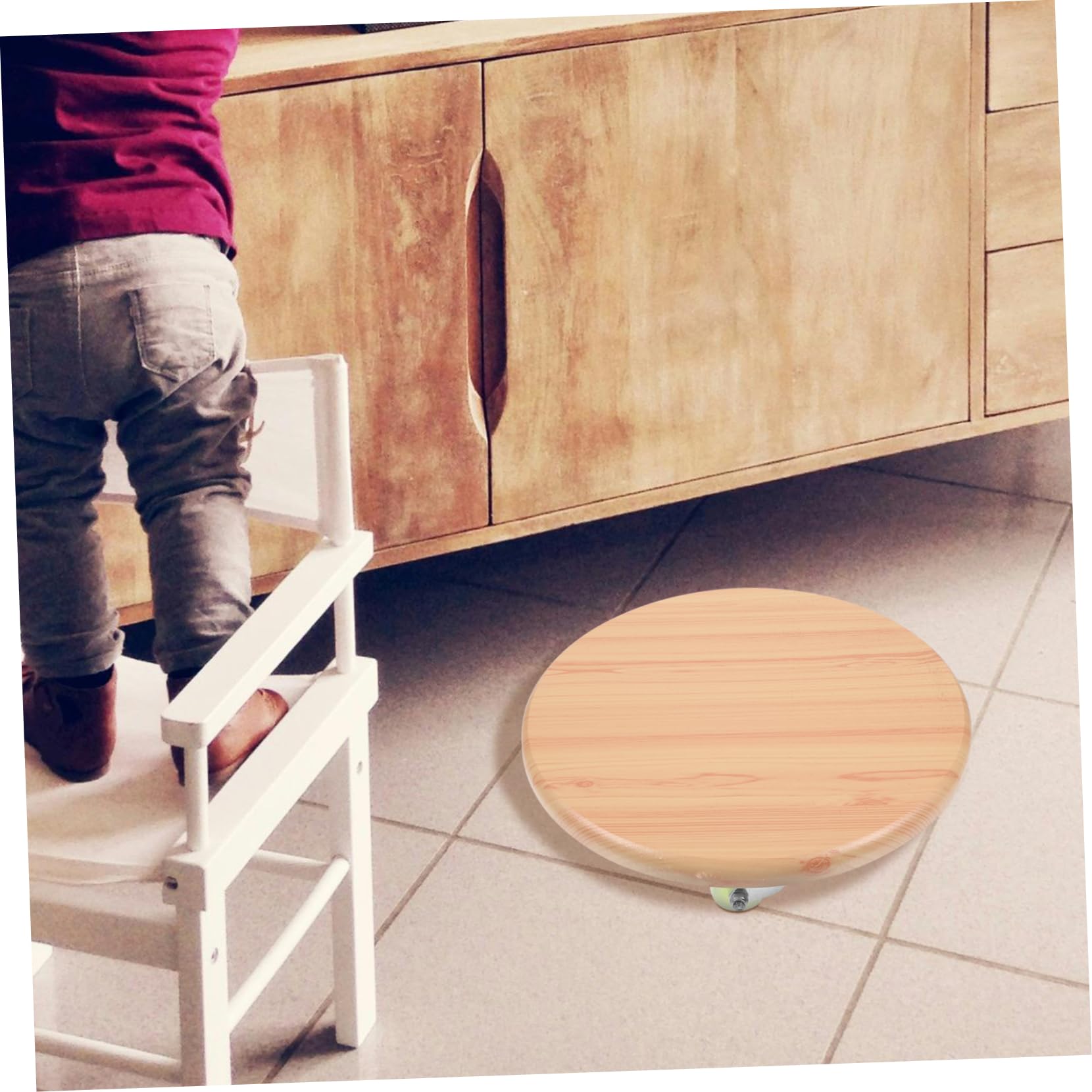 CIYODO Swivel Rolling Low Stool Round Design Easy to Move Comfortable for Ages