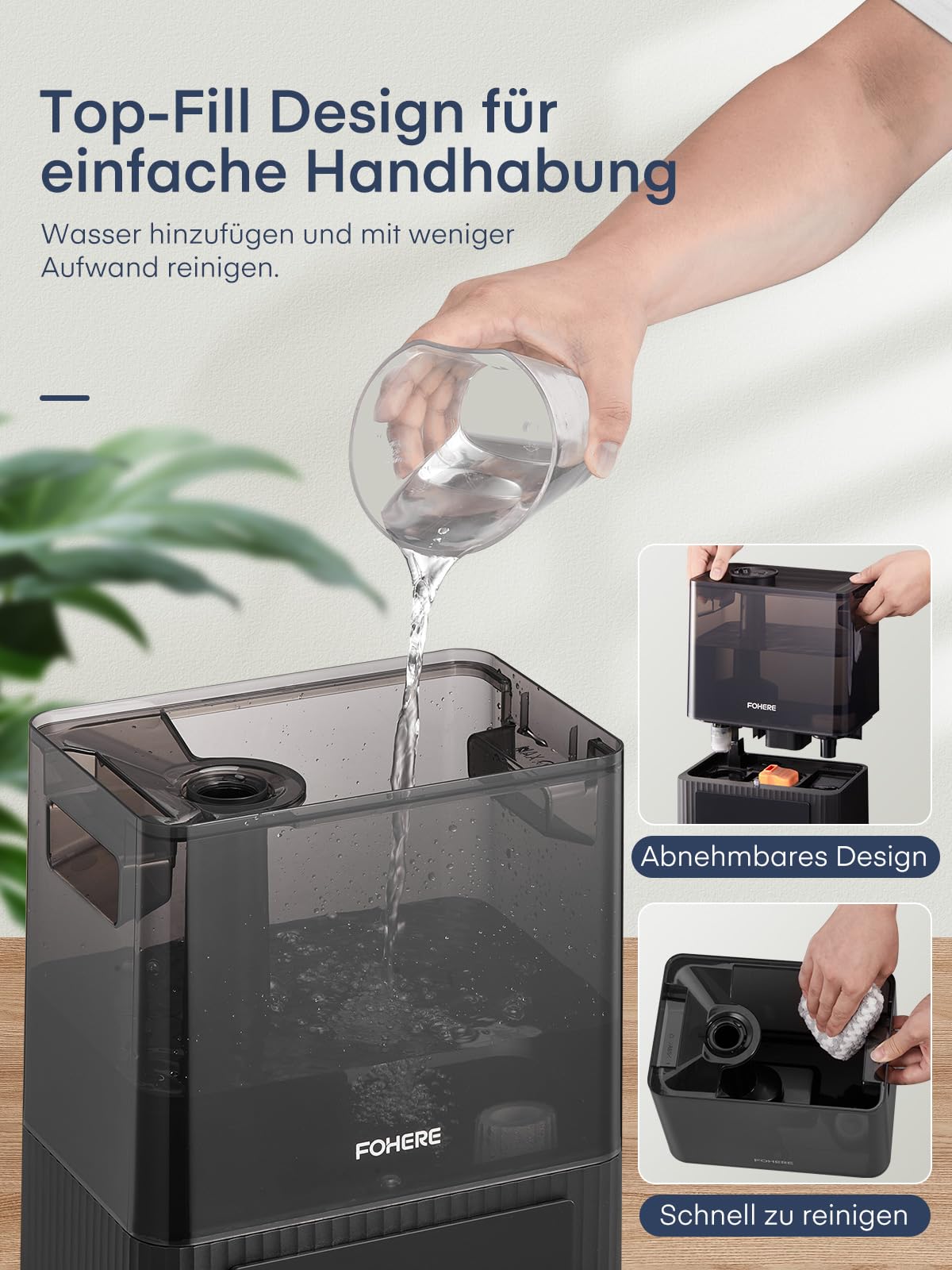 FOHERE Luftbefeuchter 6L Leiser Luftbefeuchter mit warmem und kühlem Nebel 60H Laufzeit Öldiffusor Schlafmodus 12H-Timer