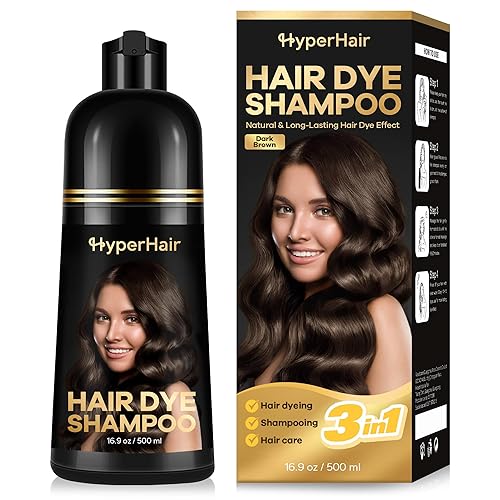 Champú de tinte para el cabello castaño oscuro, champús para cabello tratado con color, champú 3 en 1, tinte para el cabello, champús para cabello