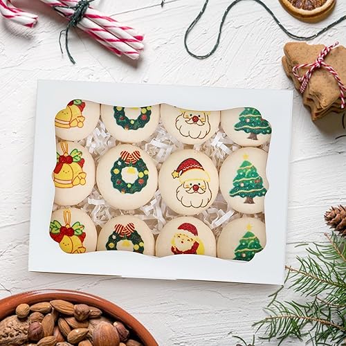 Miniatura 5 de 20 cajas blancas de panadería de 8 x 6 x 2.5 pulgadas, cajas de galletas con ventana, cajas de postre para galletas, pasteles, macarrones, donas,