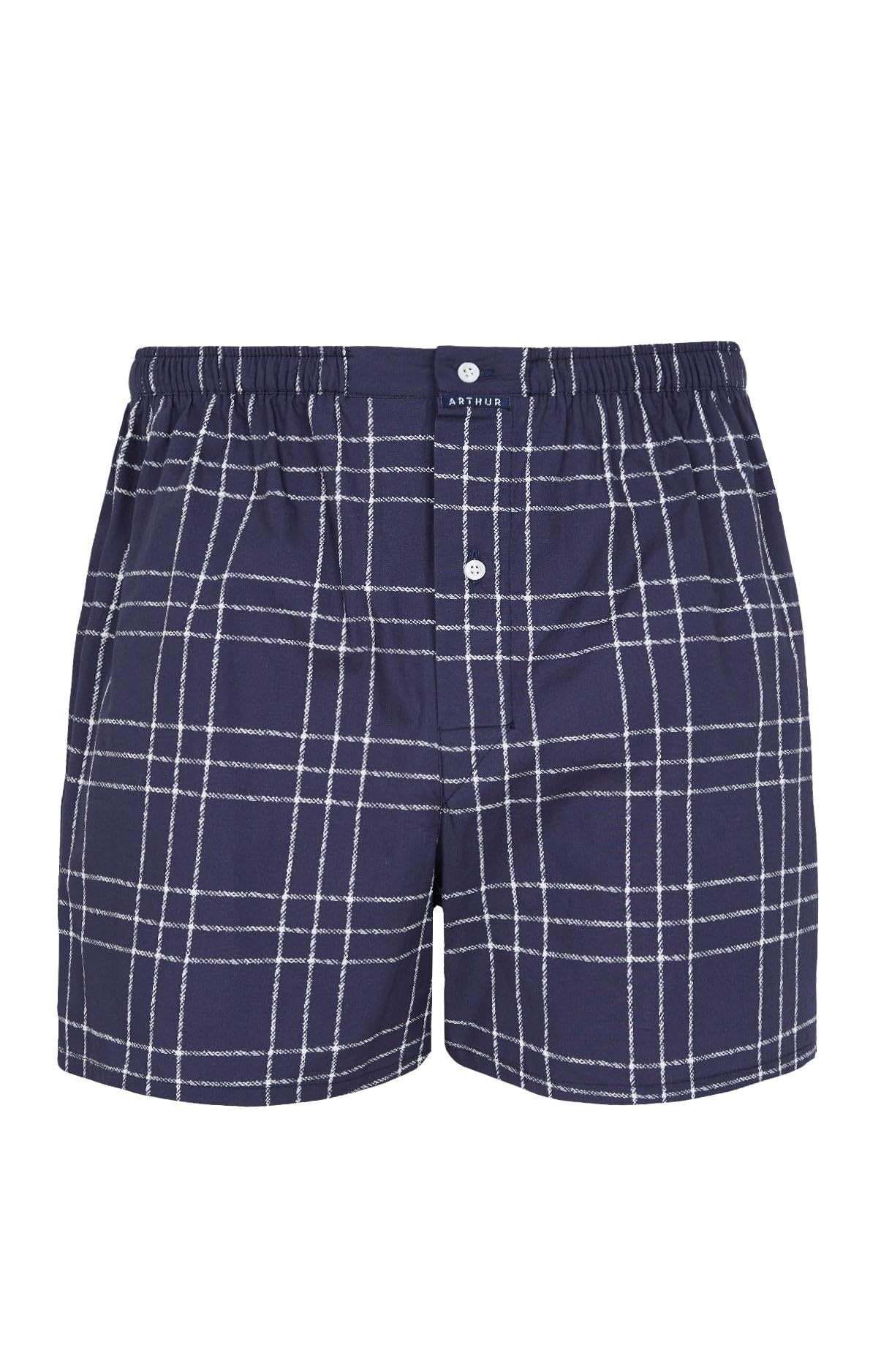 ARTHUR - Caleçon Homme - 100% Coton Bio Doux - Coupe Ample et Confortable - Motif Carreaux/Rayures