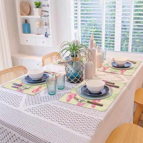 Miniatura 8 de Flamingos Theme Decor Placemats Set of 4 Table Mats Washable Placemat Waterproof Place Mats for Party Home Dining Table Decor 18x12 in