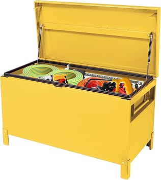 GarveeTech Jobsite Box, Jobsite Chest Tool Storage Cabinet Industrial Grade, Steel 36x15 Inch/Yellow