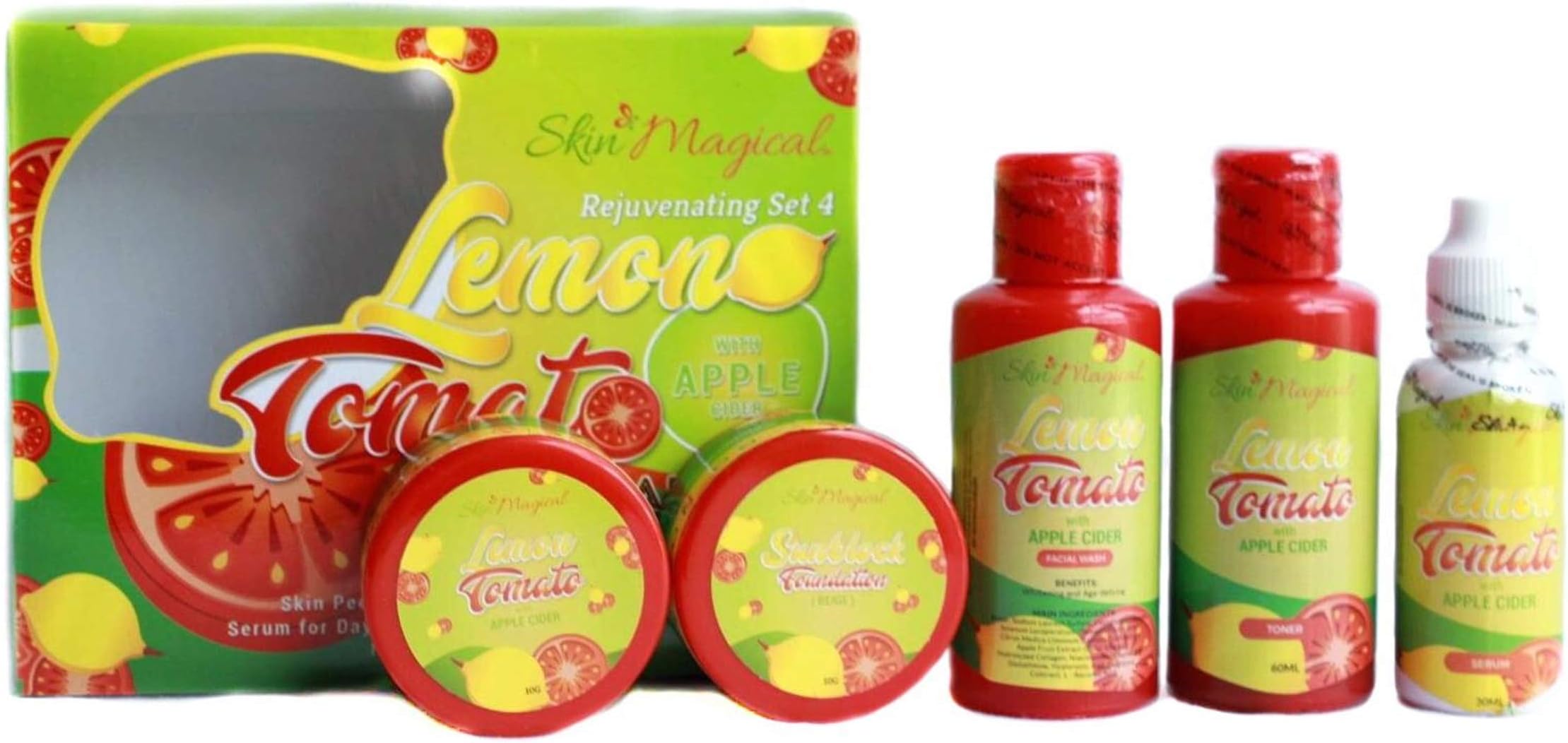 Skin Magical Skin Rejuvenating Set 4 - Lemon Tomato Facial Set with Apple Cider