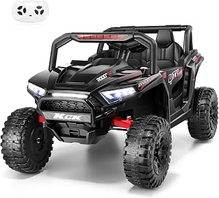 Hikole 24V Ride on Toys for Big Kids with Powerful Motors, 2 Seater Electric Car with Parent Remote, Lights LED, Music, Storage Space, Power Car Wheels for Boys Girls, Black